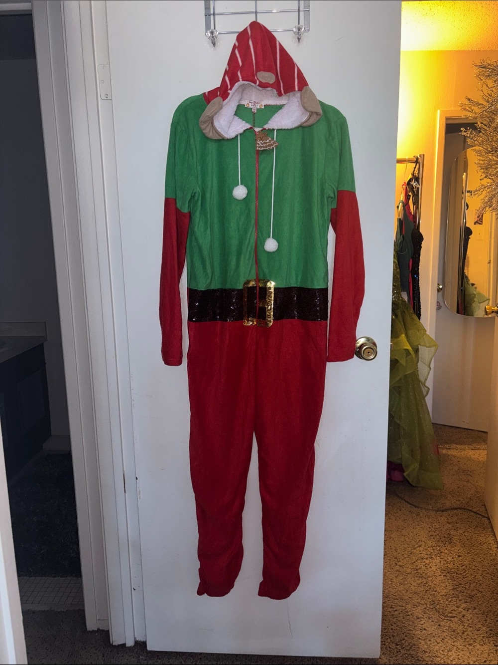 Holiday Elf Costume Jumpsuit - Red & Green